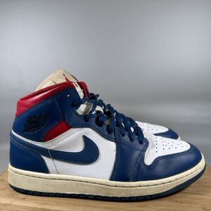 Nike Air Jordan 1 Mid Blue Red BQ6472 146 Women's Basketball Sneakers Size 9.5